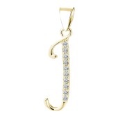 Pandantiv argint placat cu aur galben initiala litera J cu pietre DiAmanti LZ0002G_J-DIA
